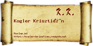 Kogler Krisztián névjegykártya