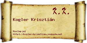 Kogler Krisztián névjegykártya